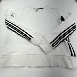 ATHLETA Sport Stripe Crop Sweatshirt Bright White Sz XS